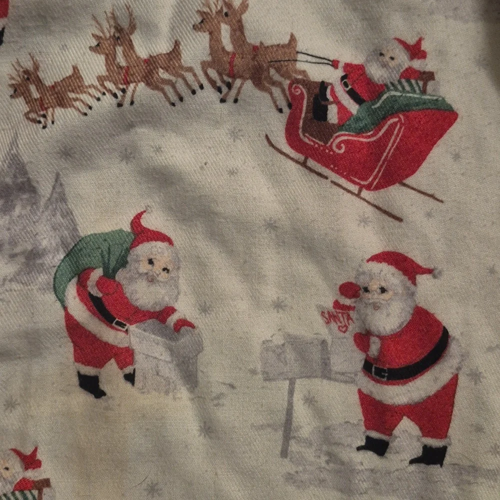 POTTERY PARN KIDS heritage Santa Flannel Pajama Top Christmas Button Sleep Shirt